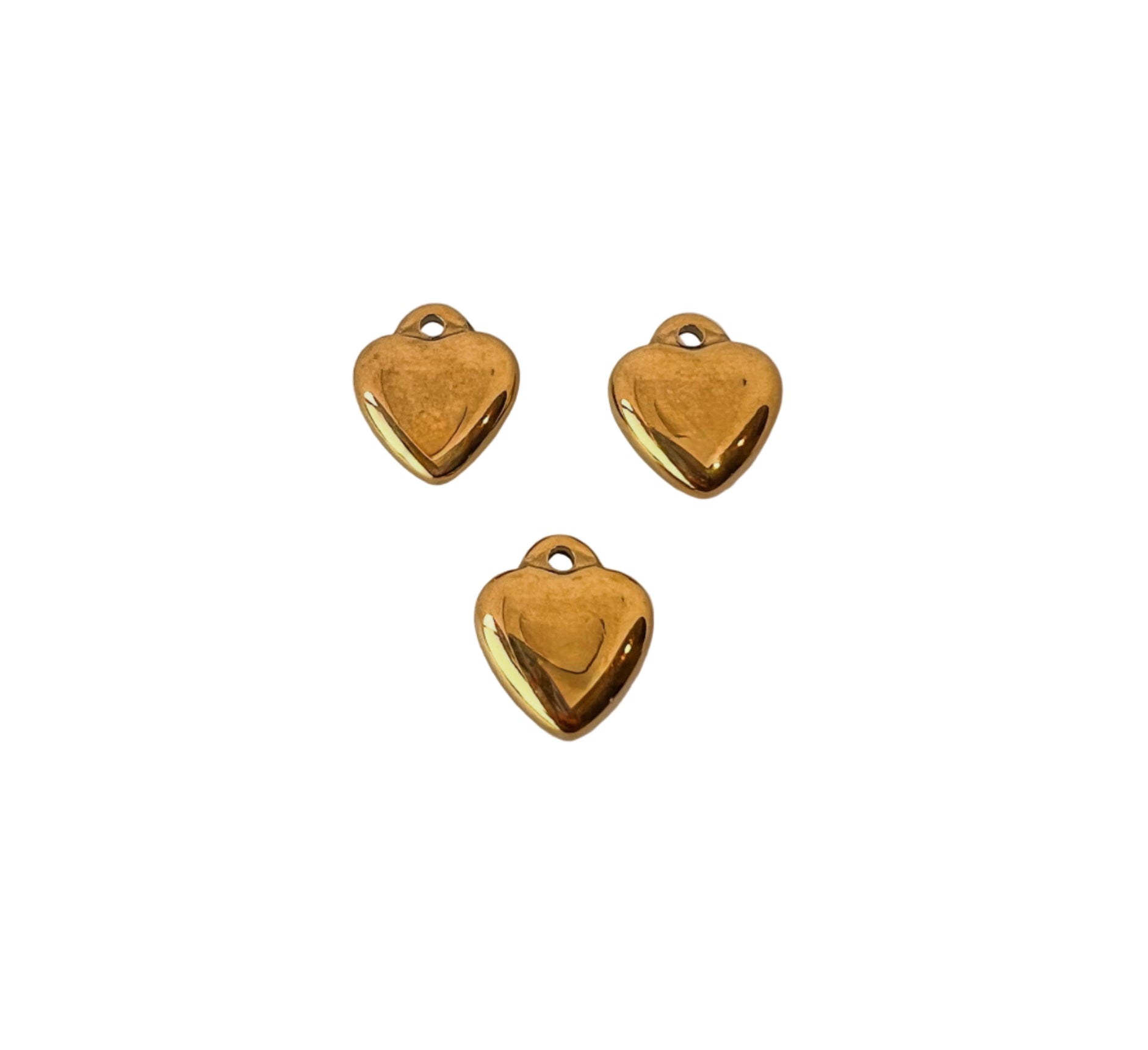 Gold Puffed Heart Charm