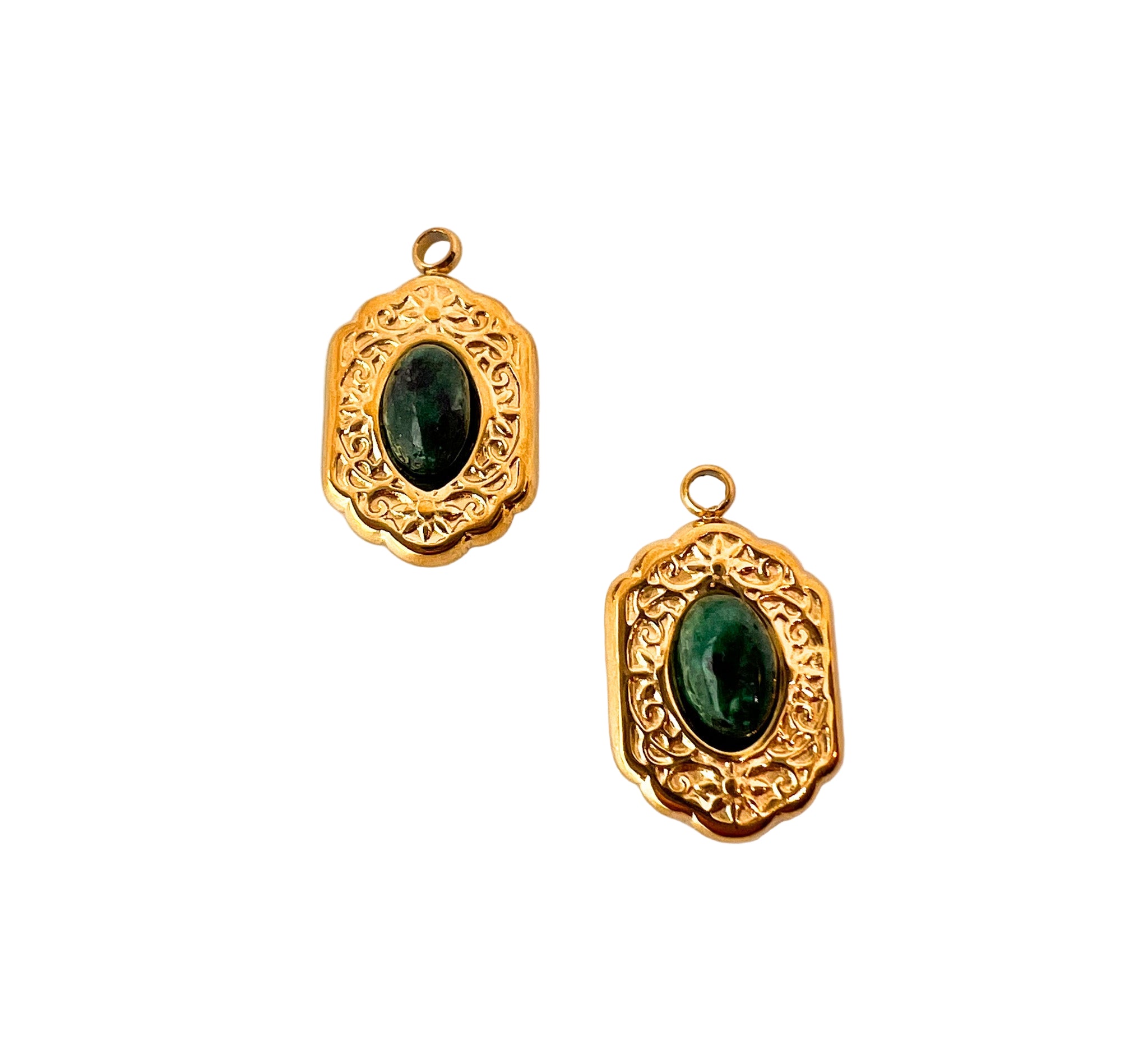 Ornate Stone Charm - Green