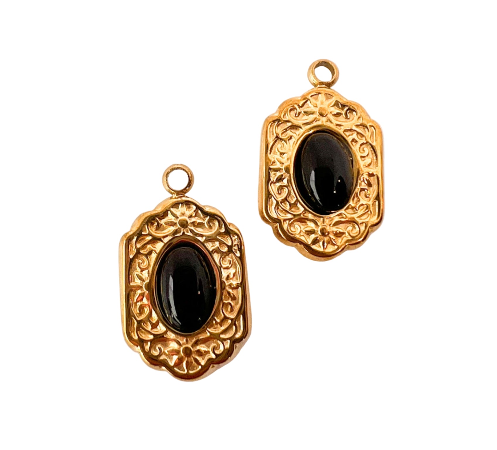 Ornate Stone Charm - Black
