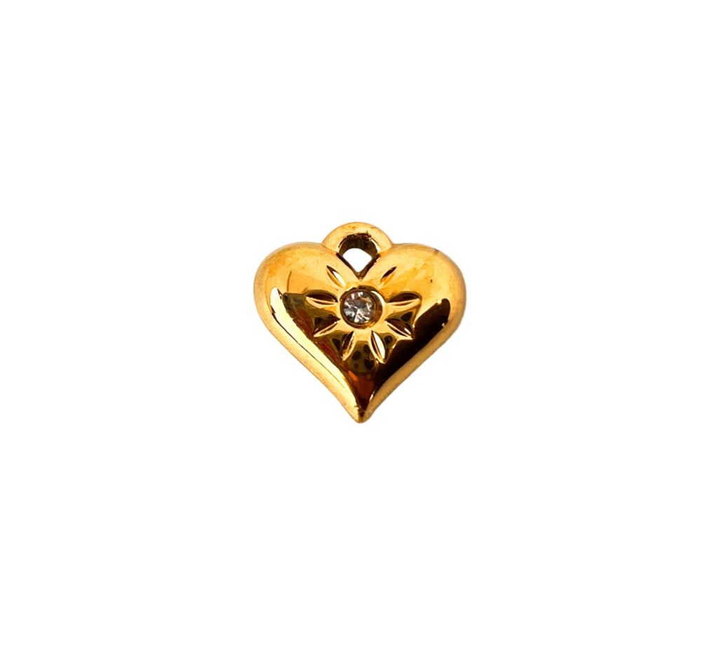 Gold Starburst Heart Charm