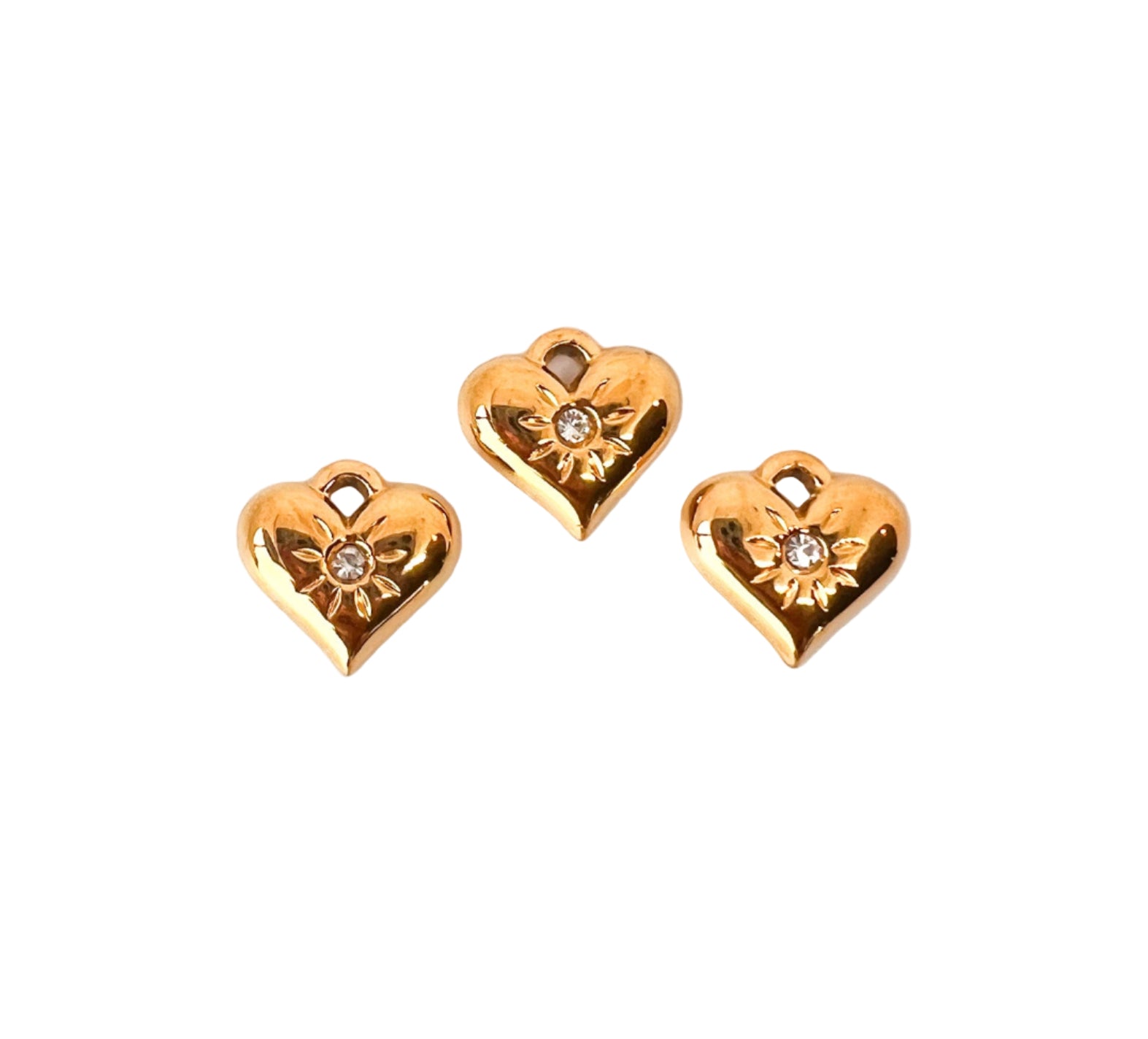 Gold Starburst Heart Charm