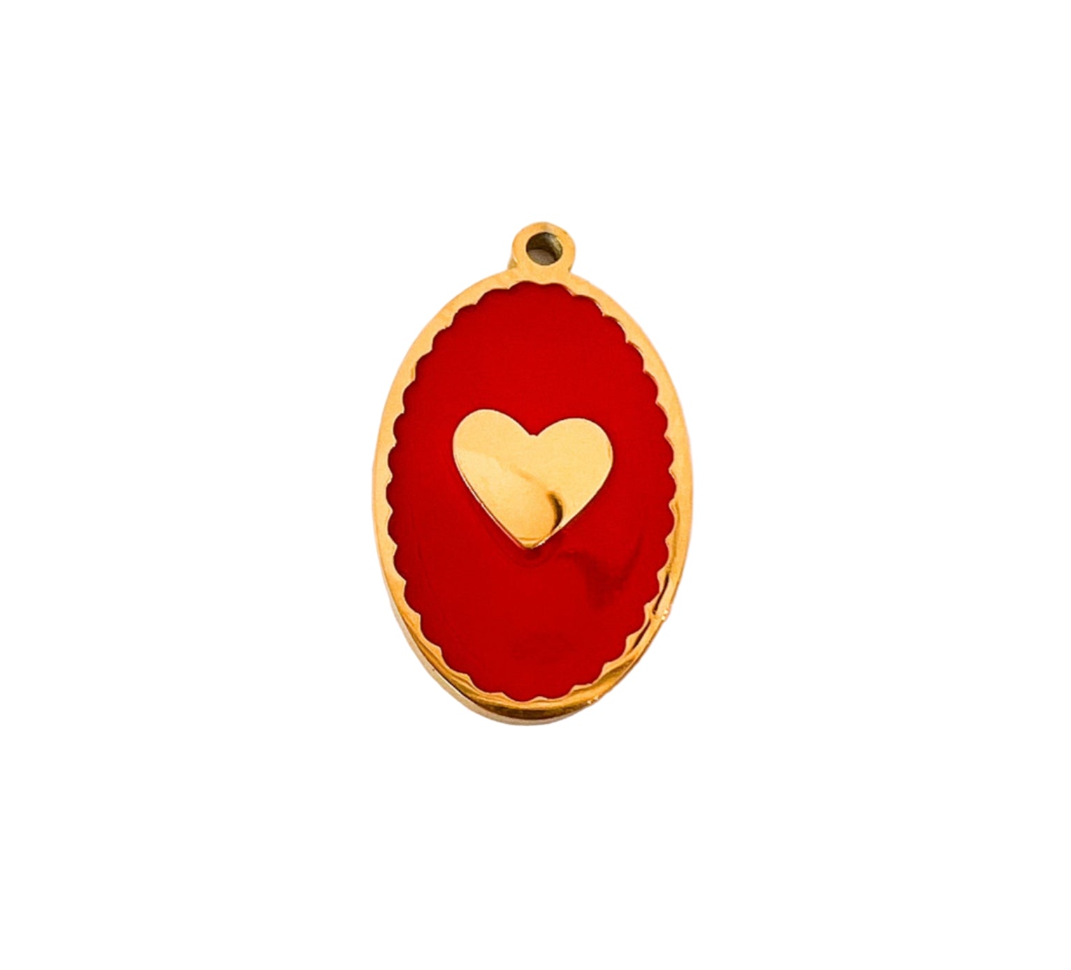 Red Heart Oval Charm