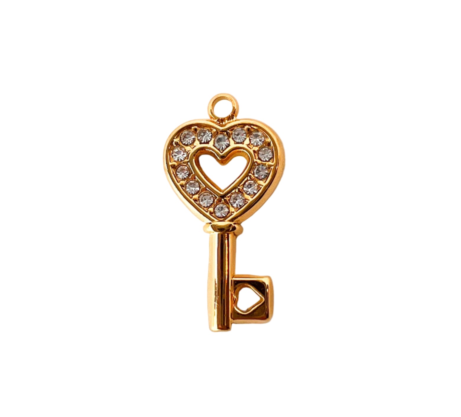 Crystal Heart Key Charm
