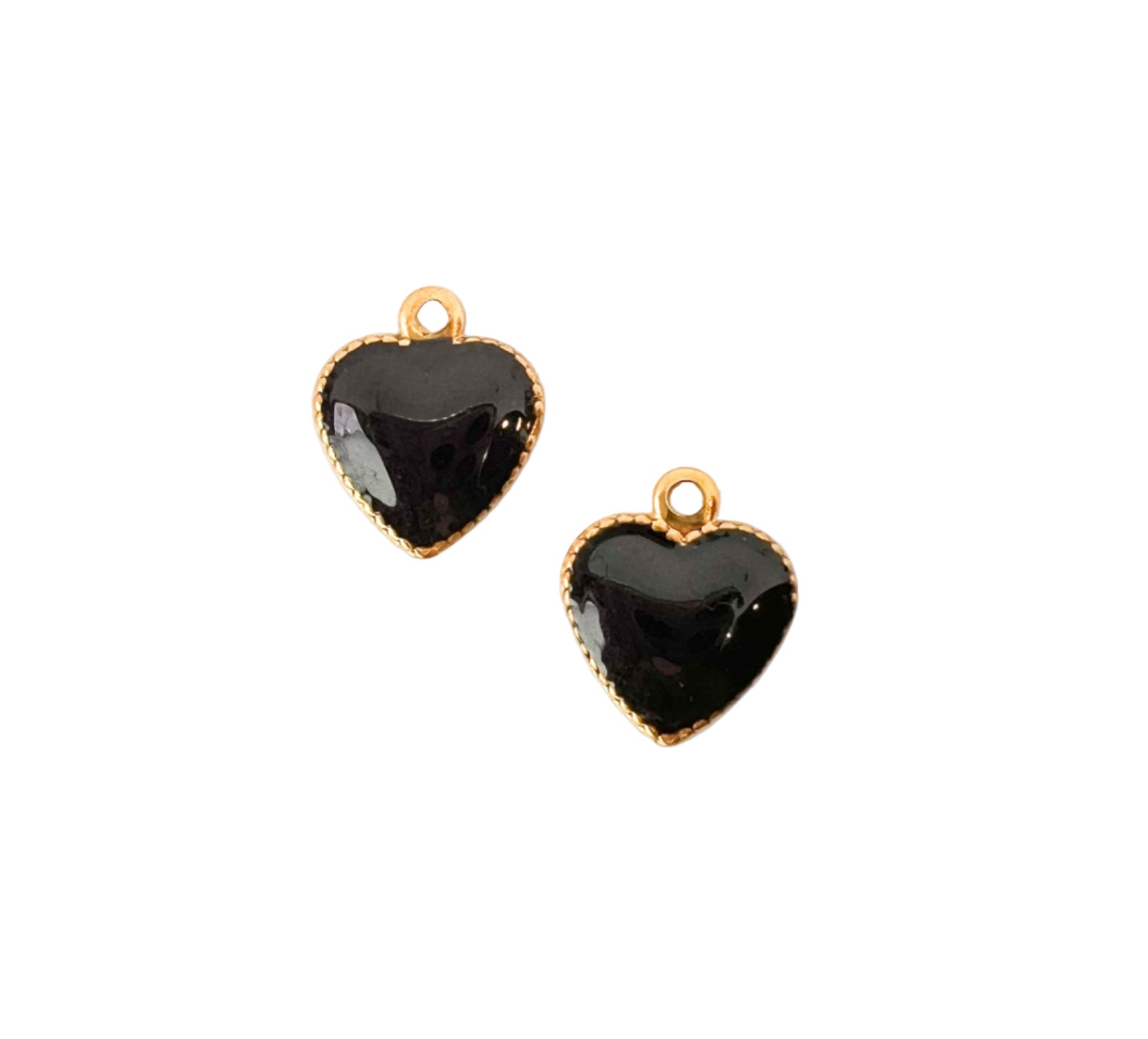 Mini Gold Heart Charm - Black