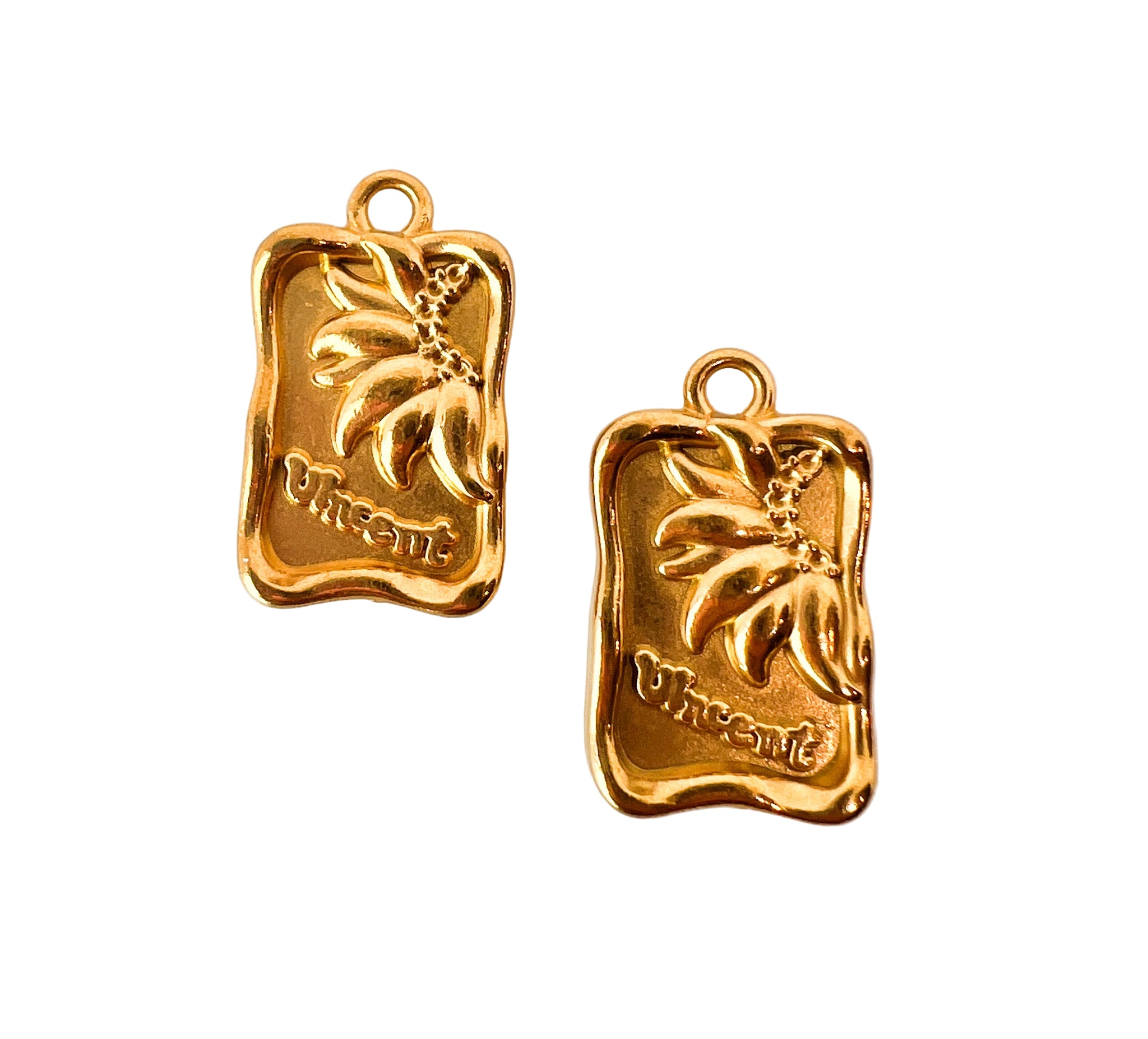 Gold Leaf Plaque Charm
