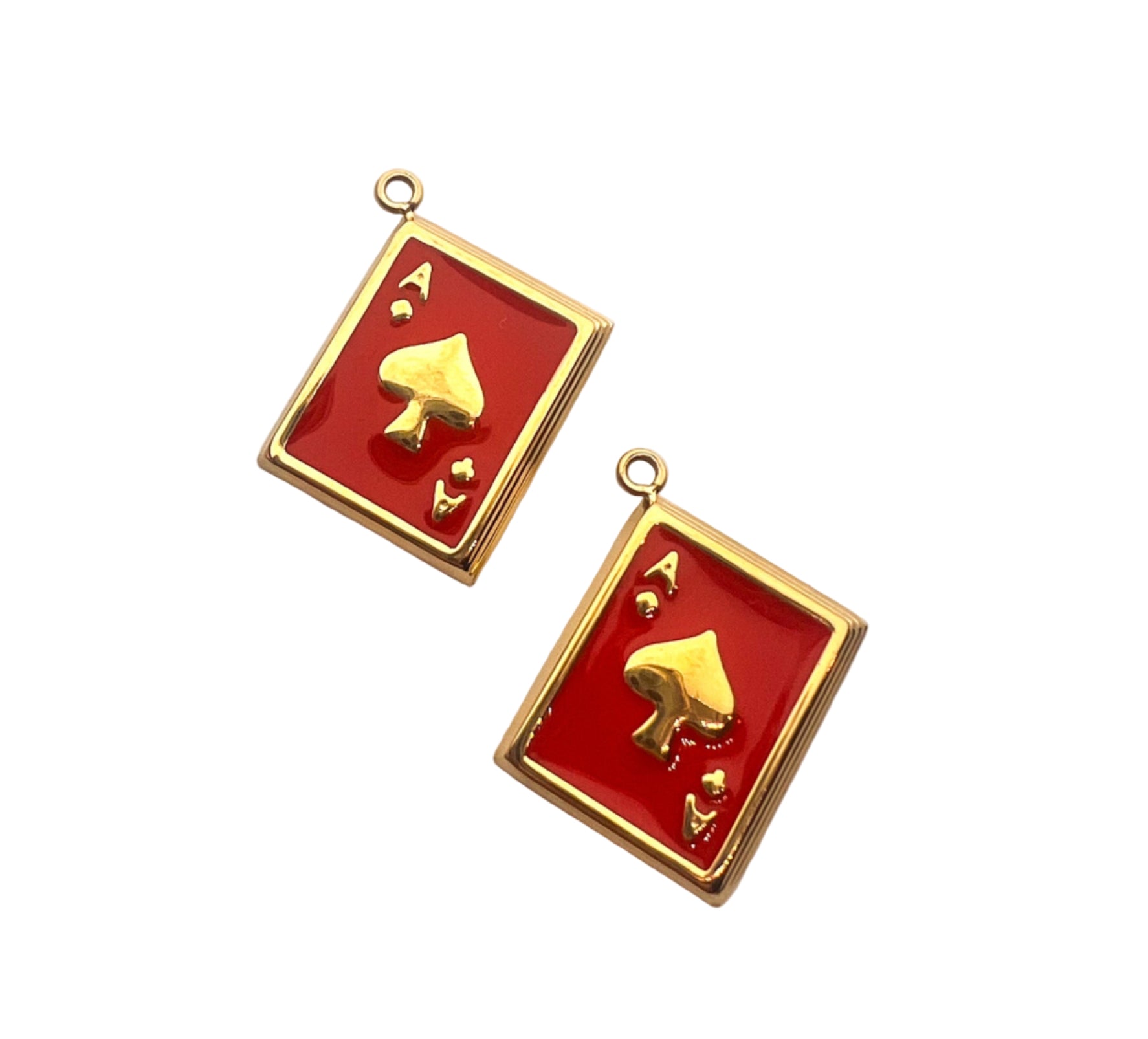 Gold Ace of Spades Charm - Red