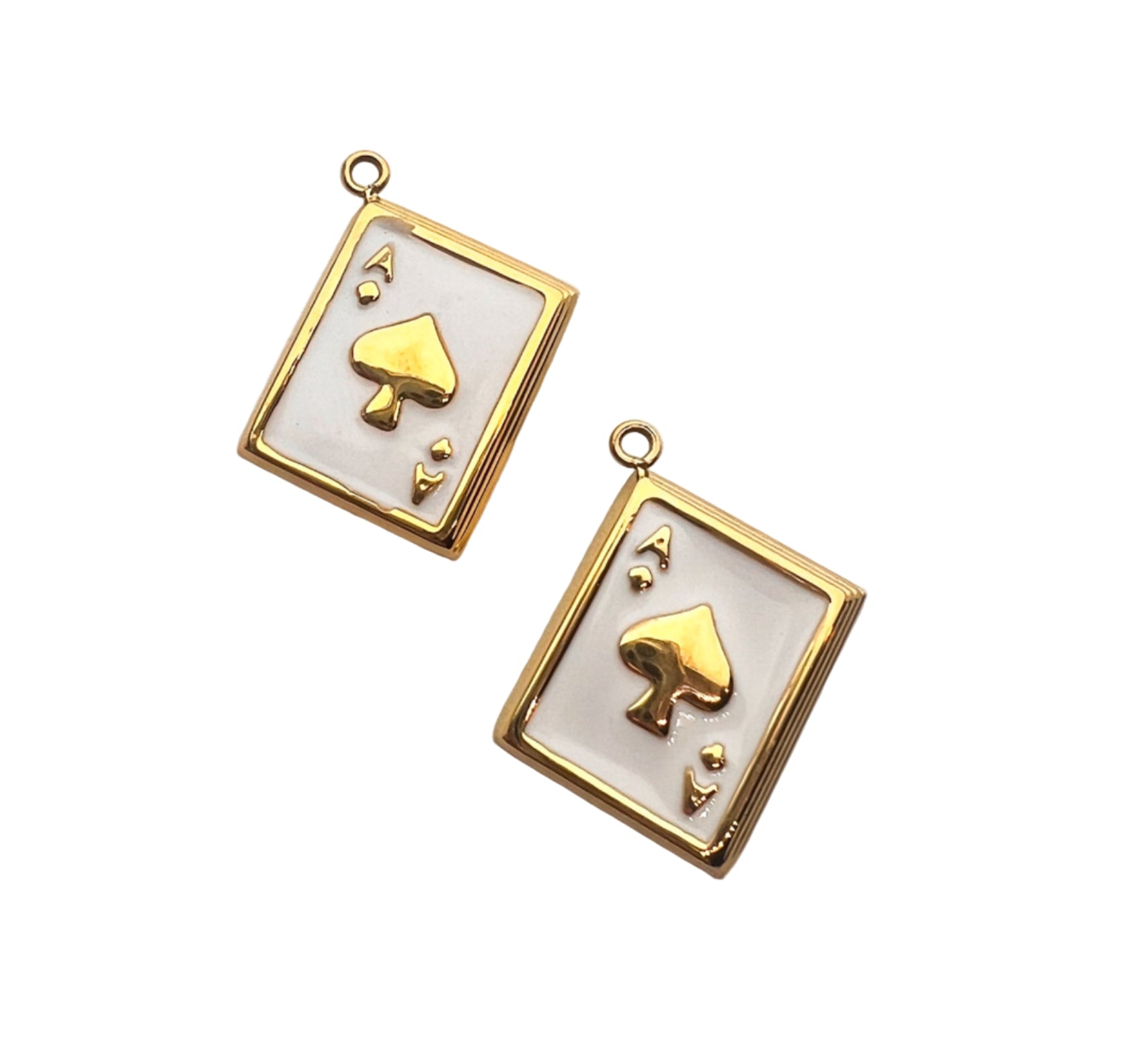 Gold Ace of Spades Charm - White