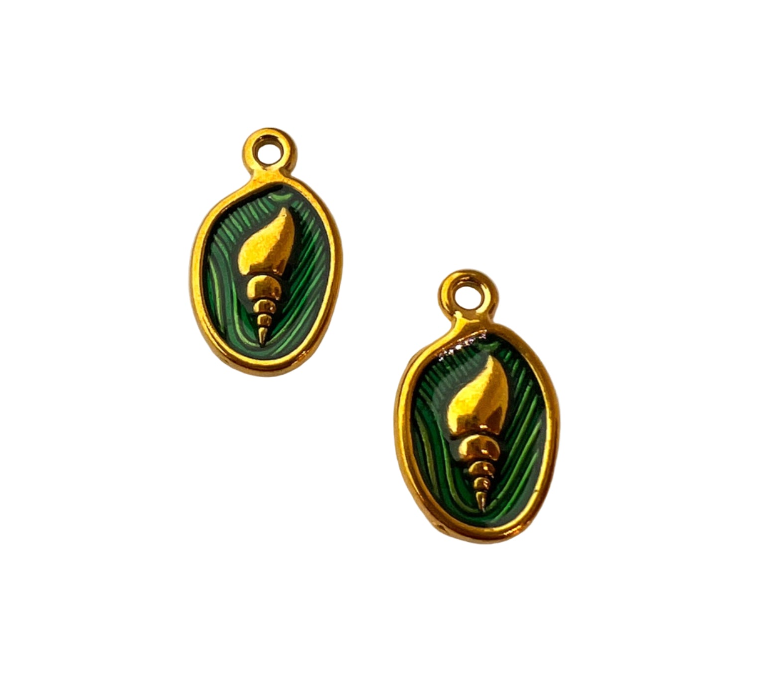 Gold Cone Shell Charm - Blue / Green