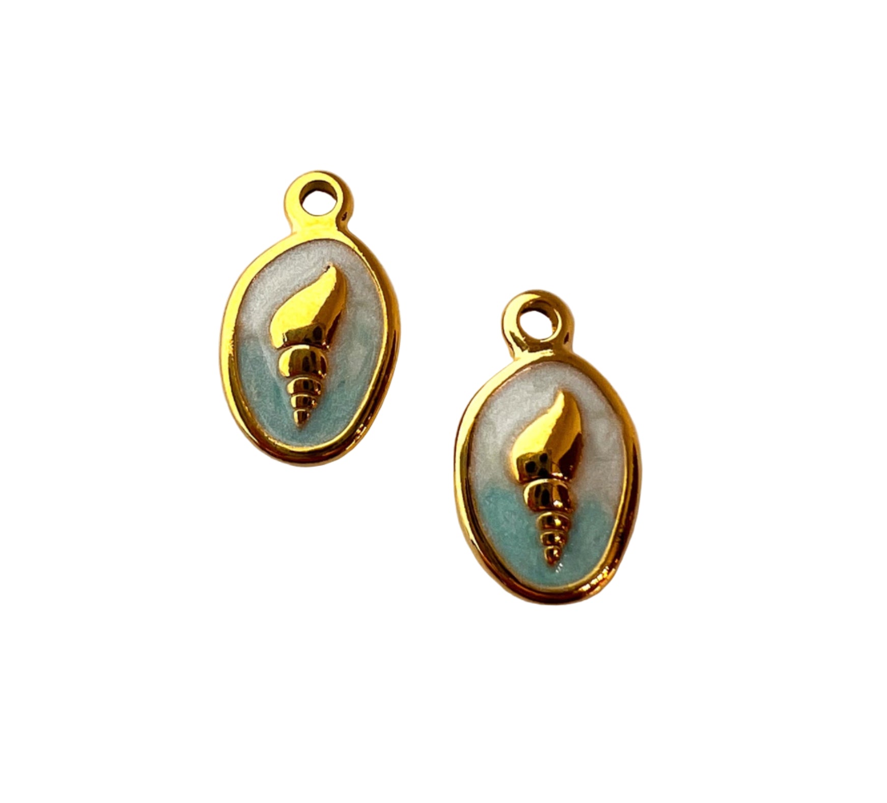 Gold Cone Shell Charm - Blue / Green