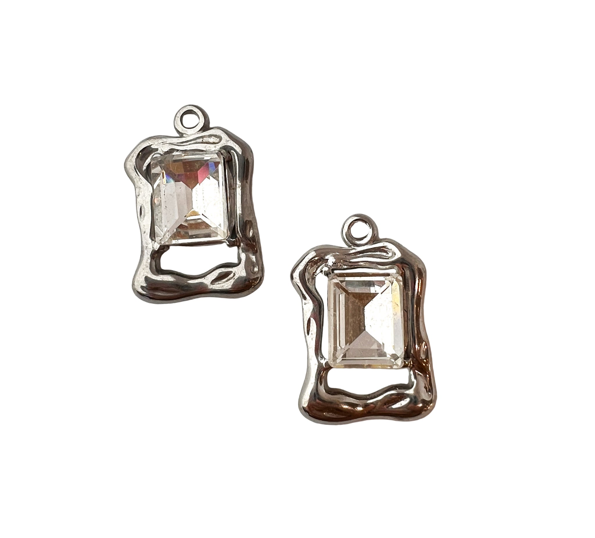 Silver Crystal Frame Charm