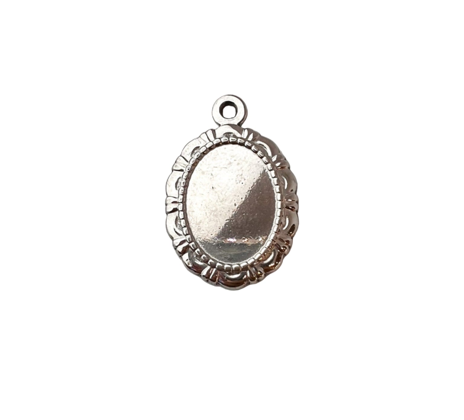 Large Silver Vintage Oval Frame Charm