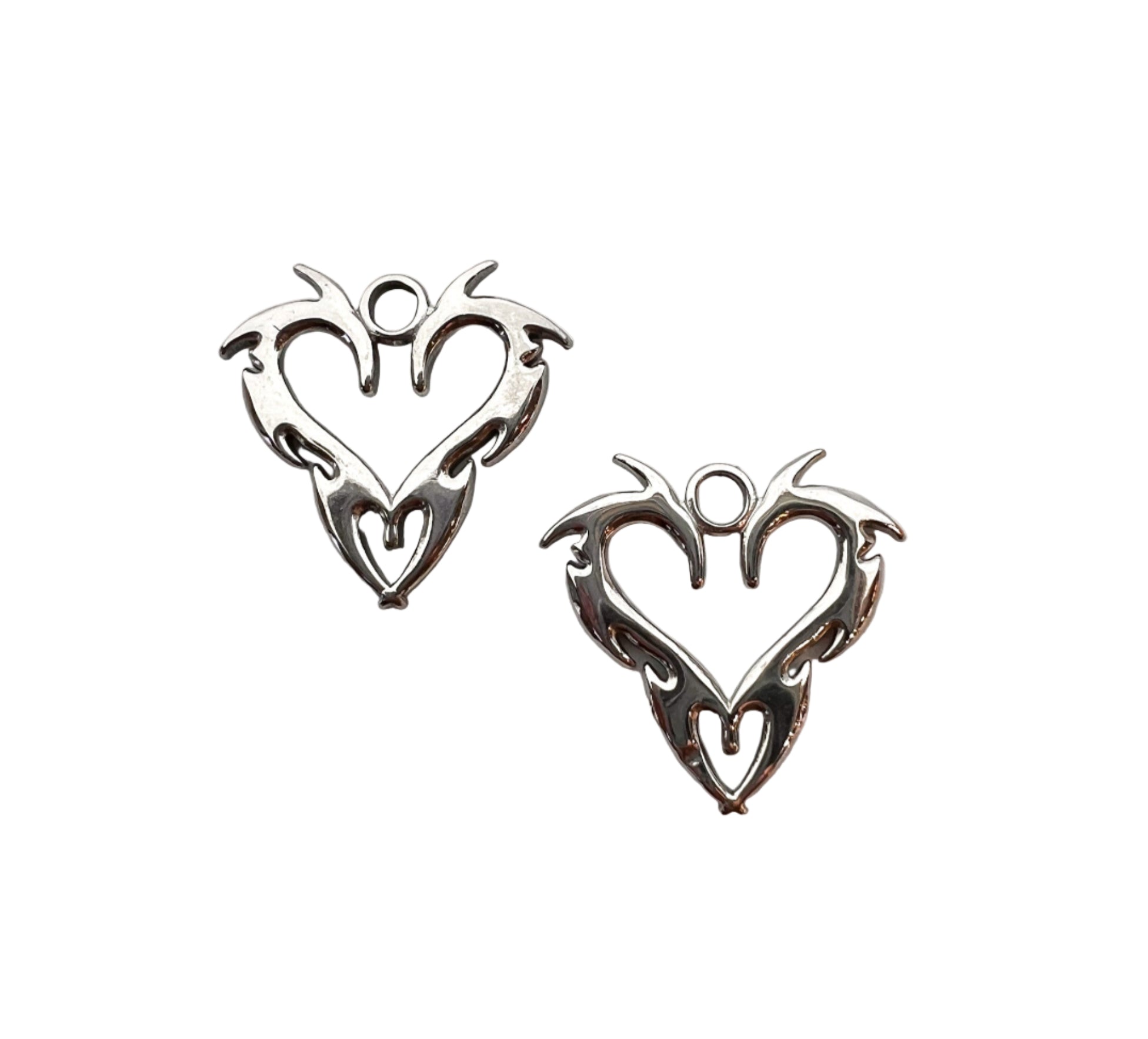 Silver Tribal Heart Charm