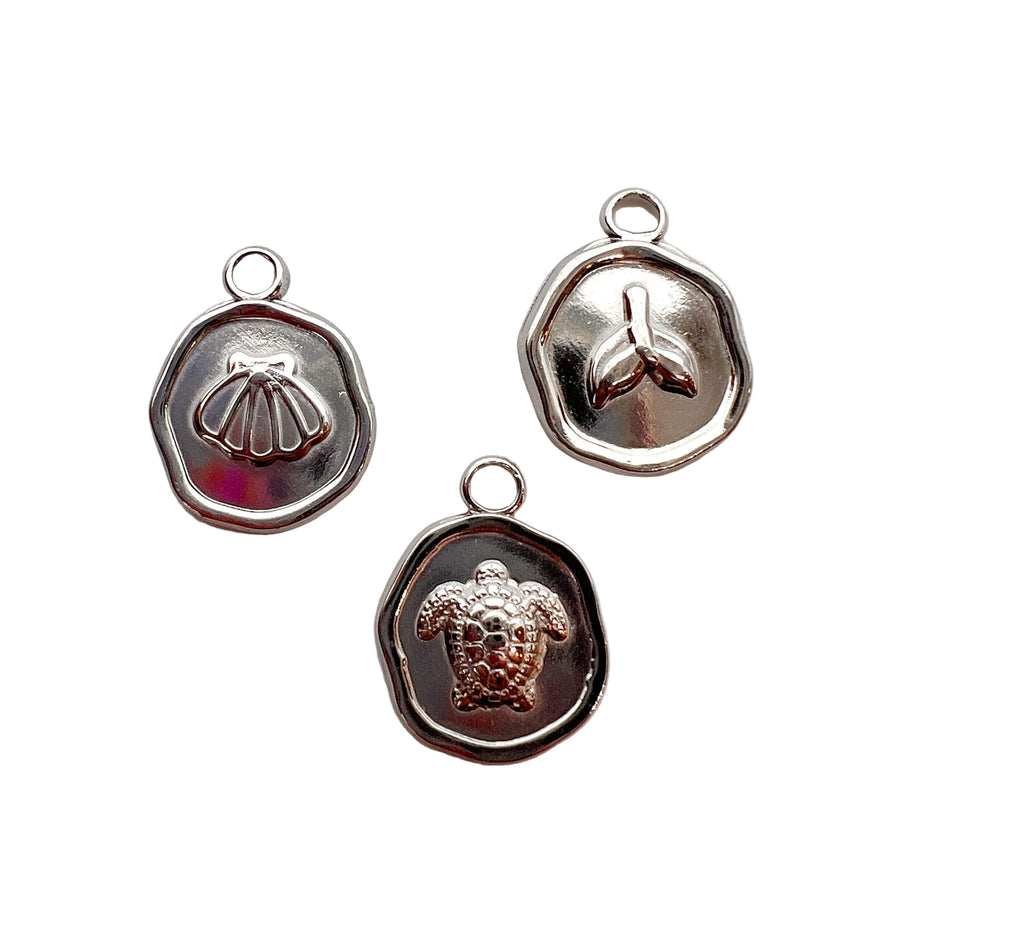 Silver Turtle Seal Charm