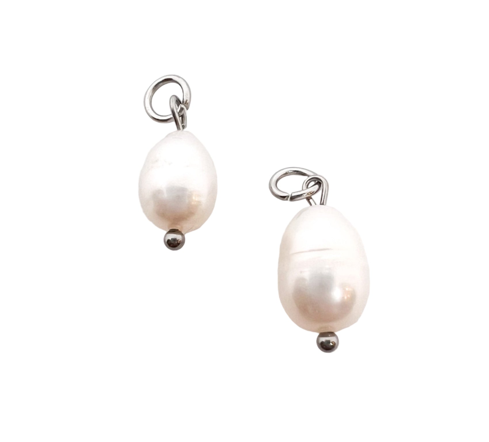 Silver Freshwater Pearl Drop Charm - Small / Large