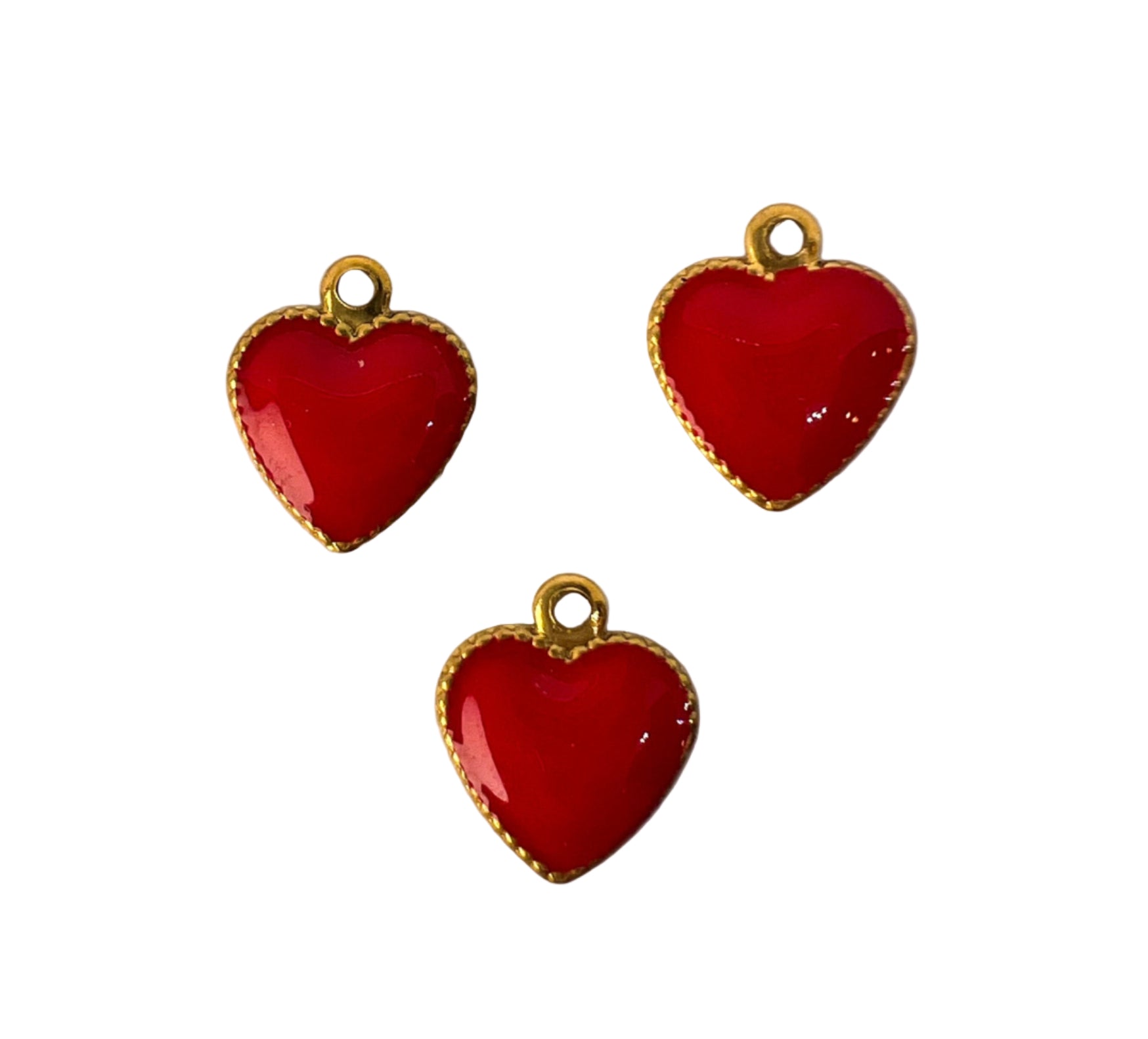 Mini Gold Heart Charm - Red