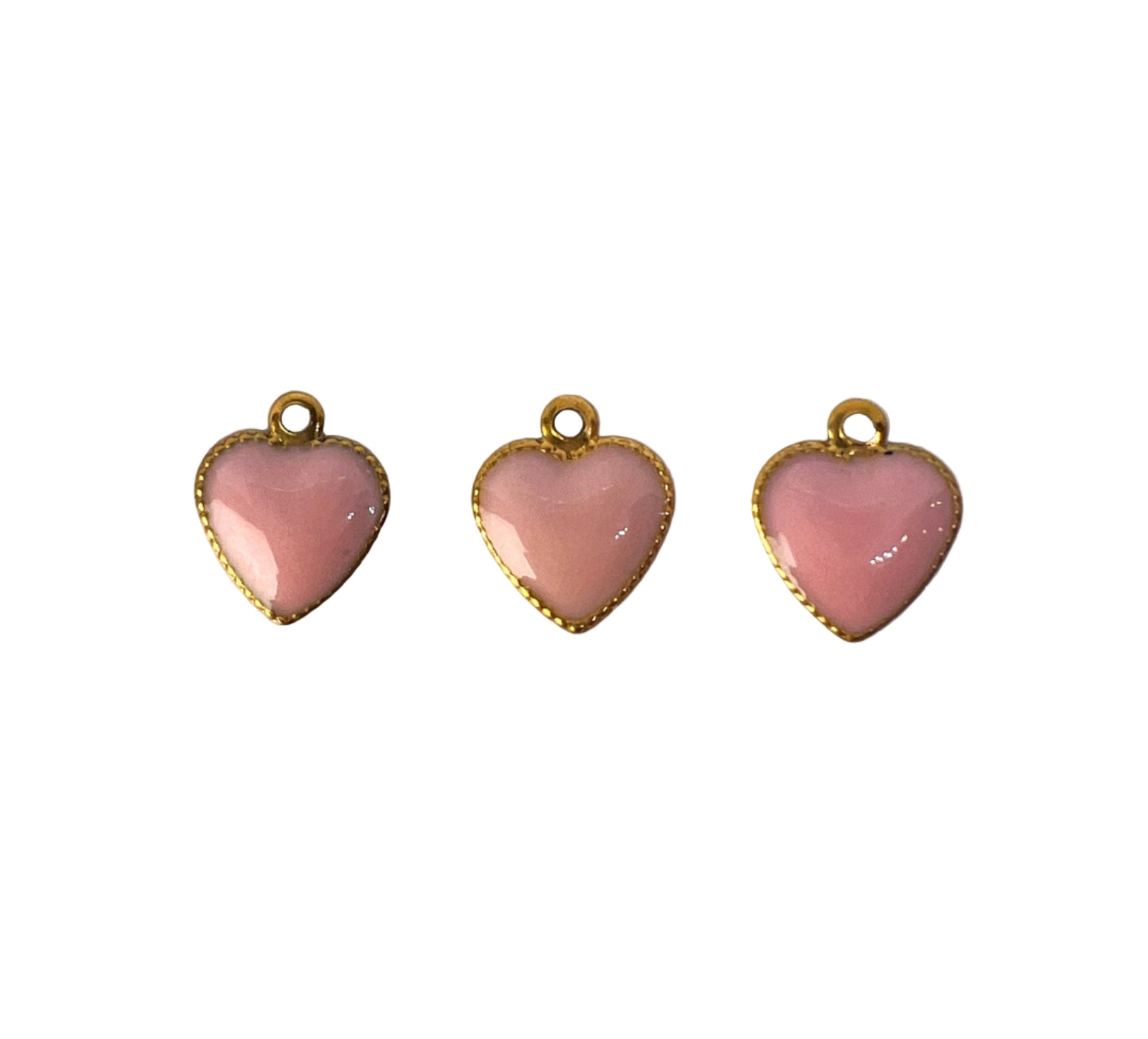 Mini Gold Heart Charm - Pink
