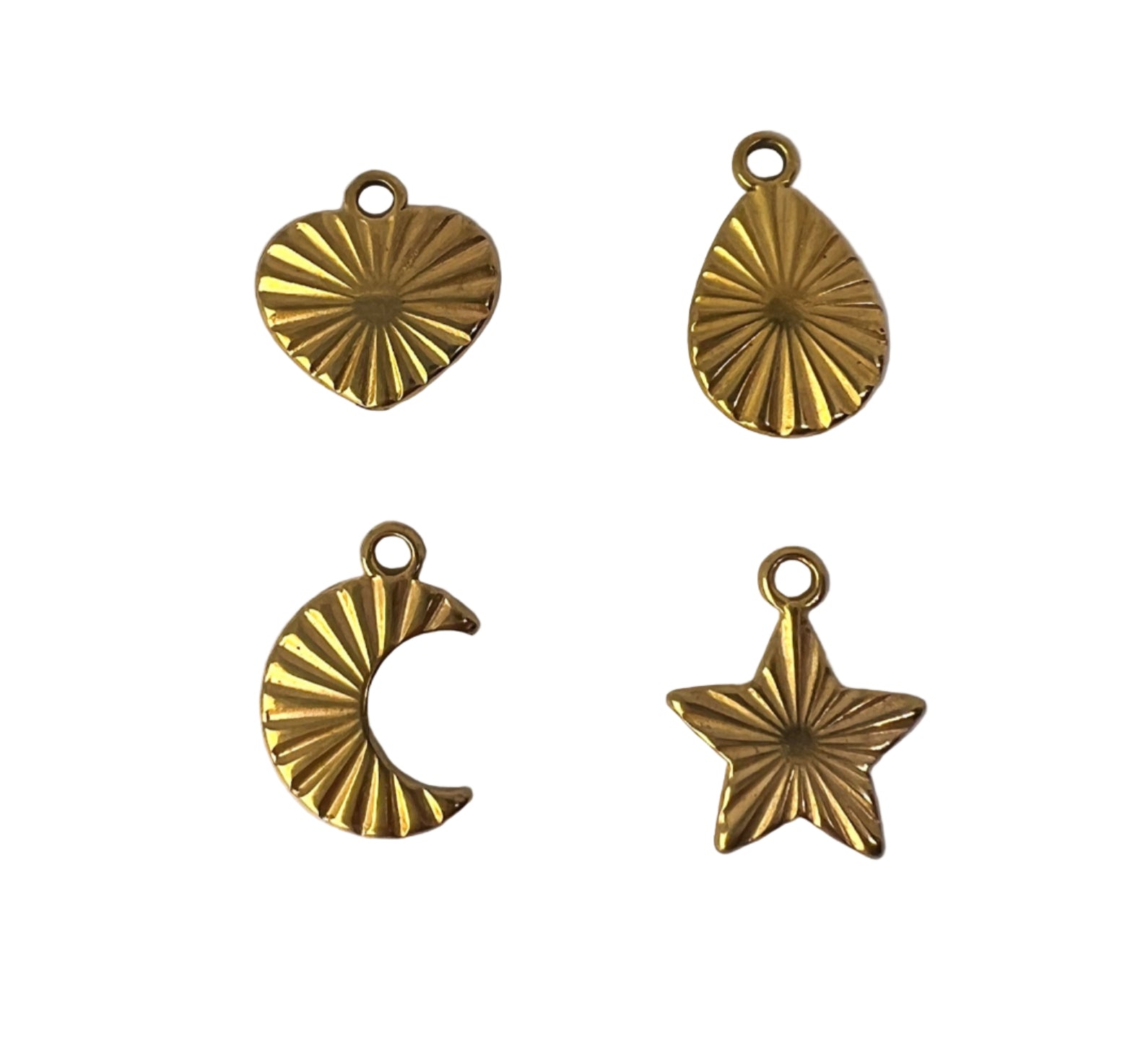 Gold Sunburst Charm - Heart / Drop / Moon / Star