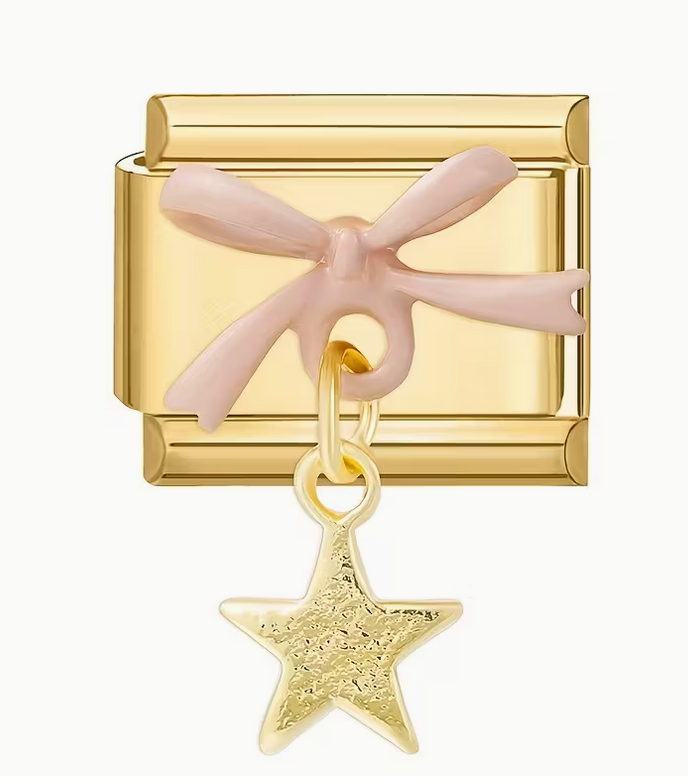 Bow Star Dangled Italian Charm
