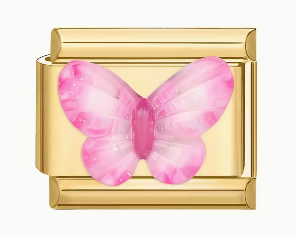 Pink Butterfly Italian Charm