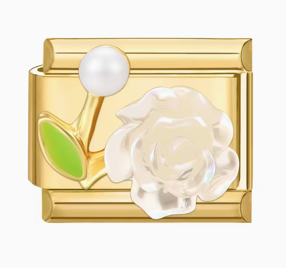 Pearl Rose Italian Charm