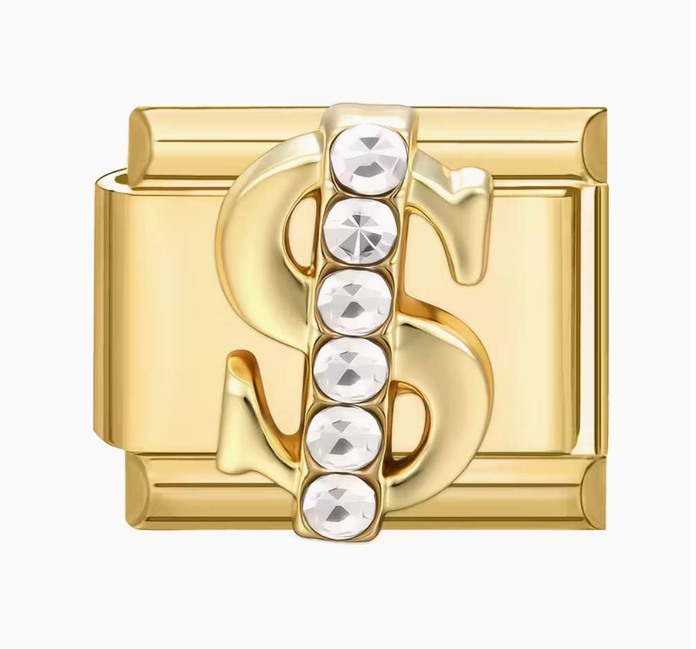 Sparkle Dollar Sign Italian Charm