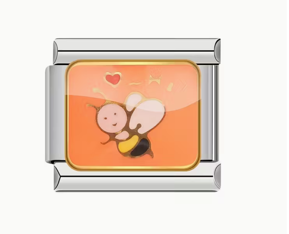 Orange Bee Italian Charm