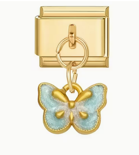Blue Butterfly Dangled Italian Charm