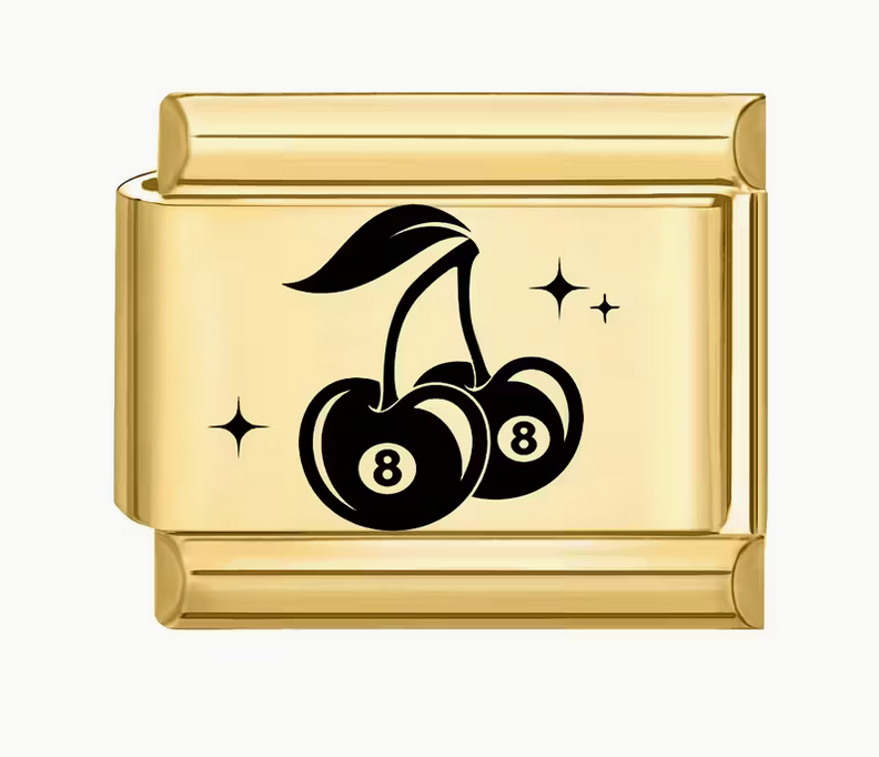 Gold Cherry 8-Balls Italian Charm