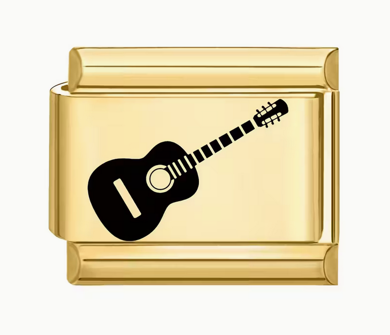 Gold Guitar Italian Charm