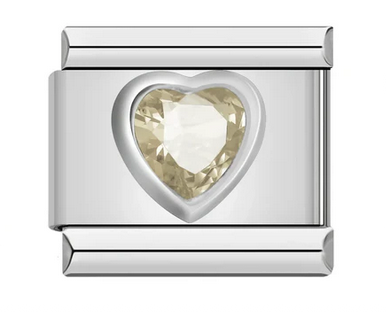 Heart Gemstone Italian Charm - champagne