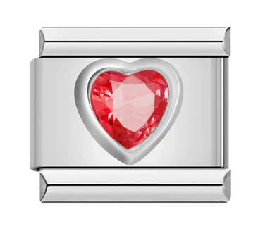 Heart Gemstone Italian Charm - Pink