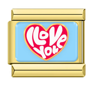 Gold I Love You Heart Italian Charm