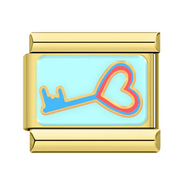 Gold Heart Key Italian Charm